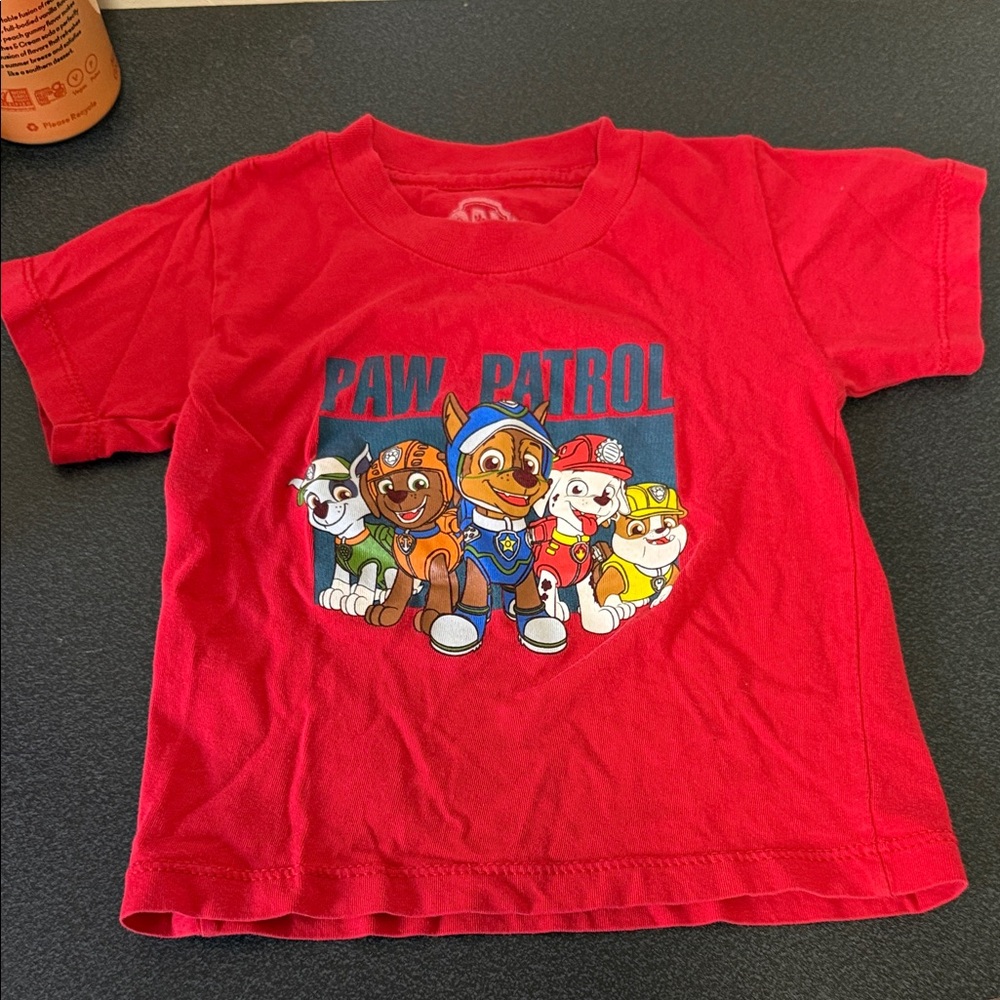 Paw Patrol Red Kids Tee with Multicolor Character Print